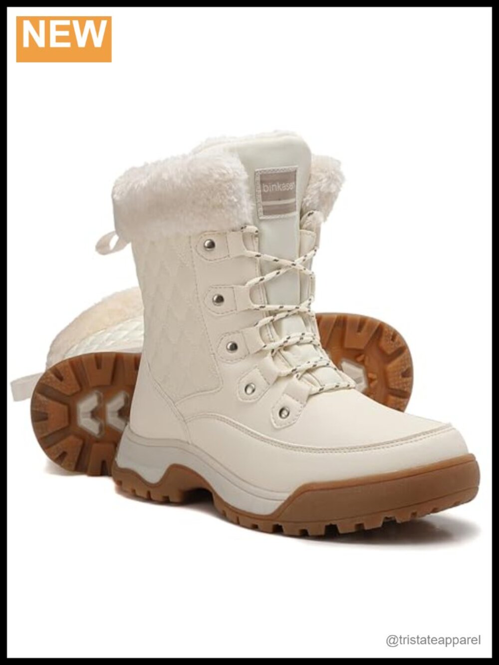 Waterproof Women's Snow Boots Faux Leather Lace-Up Winter